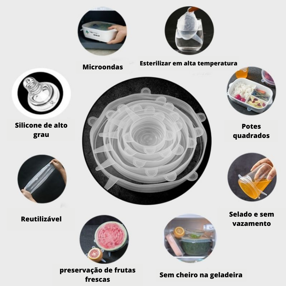 Tampas elástica reutilizável para cozinha